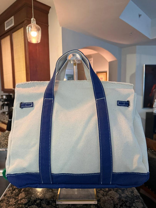 Trending Beaded Bags and Resort Collection - BOATKIN MEDIUM Navy/White Canvas "Boatkin" Tote Bag