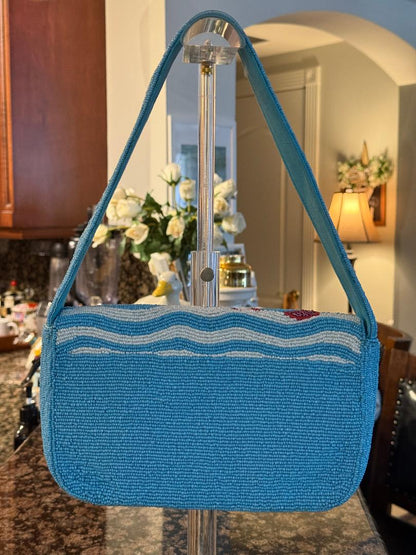 Trending Beaded Bags and Resort Collection - Blue & White Red Crab Beaded Shoulder Bags