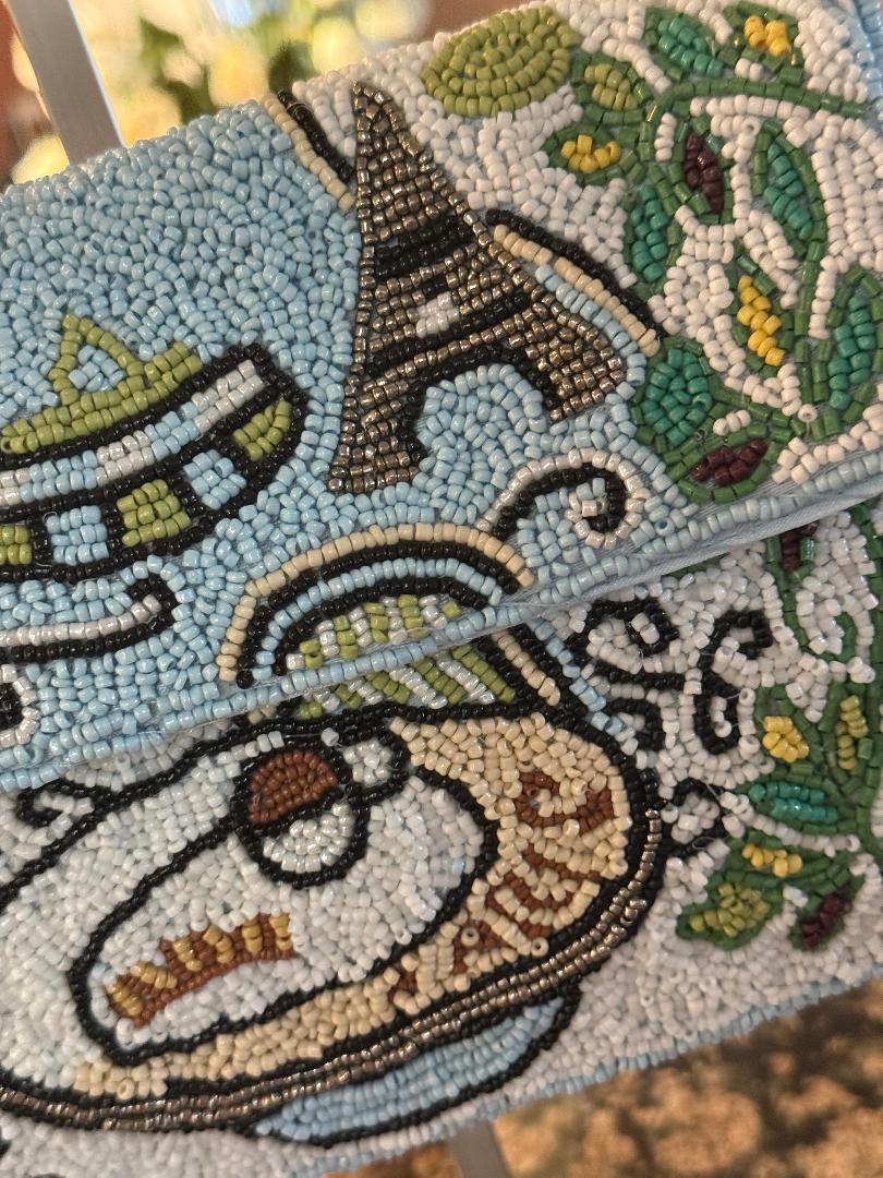 Trending Beaded Bags and Resort Collection - Sol Mer Blue Paris Beaded Shoulder Bag