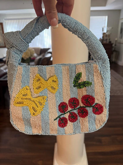 Trending Beaded Bags and Resort Collection - Sol Mer Small Pasta Beaded Tote Bag
