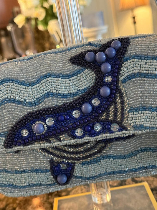 Trending Beaded Bags and Resort Collection - Blue Whale Shoulder Bag with Matching Bag Charm