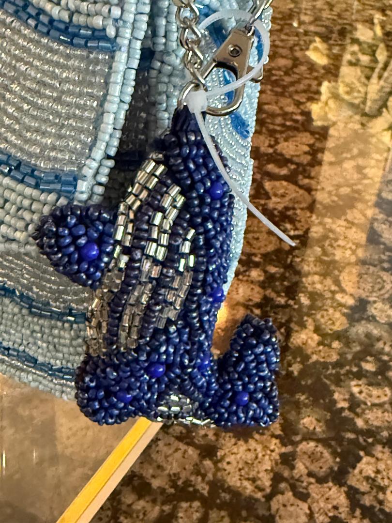 Trending Beaded Bags and Resort Collection - Blue Whale Shoulder Bag with Matching Bag Charm