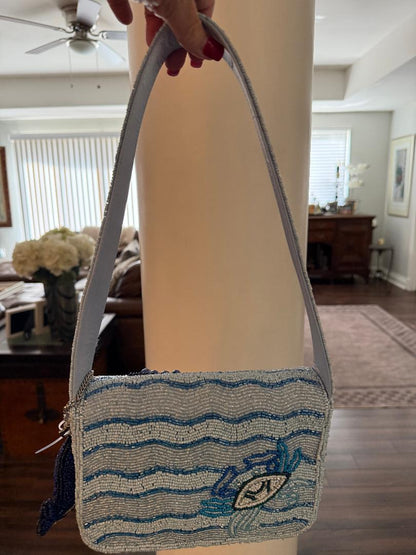 Trending Beaded Bags and Resort Collection - Blue Whale Shoulder Bag with Matching Bag Charm