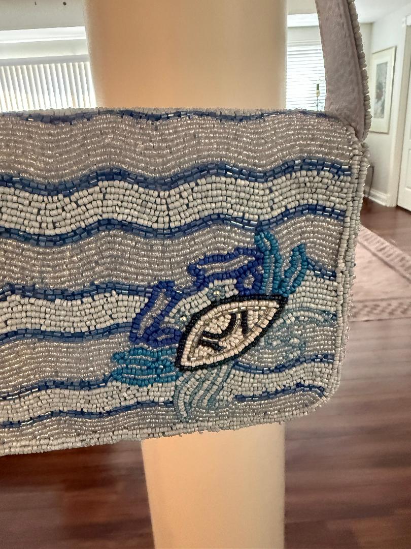Trending Beaded Bags and Resort Collection - Blue Whale Shoulder Bag with Matching Bag Charm