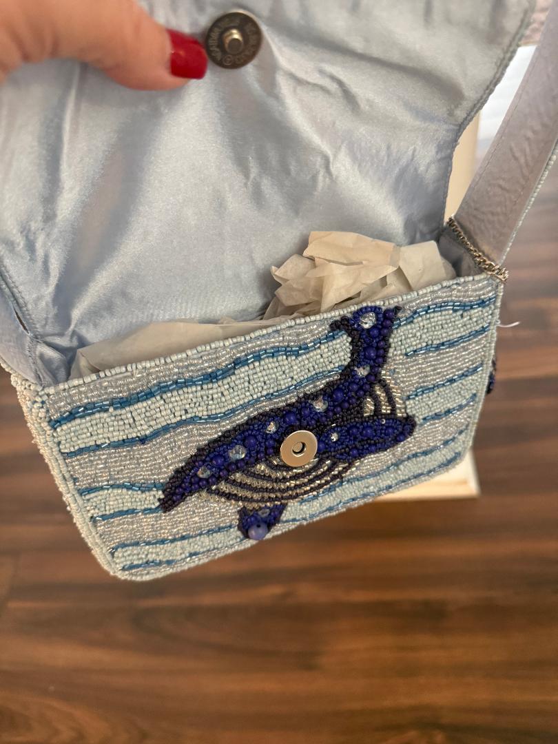 Trending Beaded Bags and Resort Collection - Blue Whale Shoulder Bag with Matching Bag Charm
