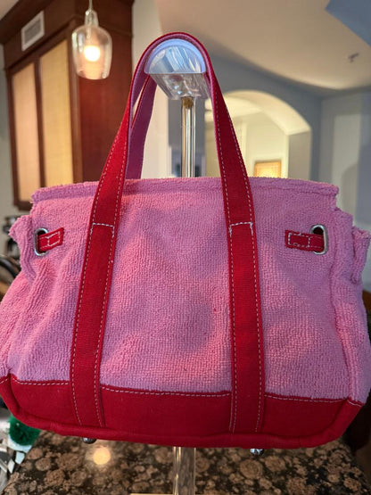 Trending Beaded Bags and Resort Collection - BOATKIN SMALL Pink/Red Terry Cloth "Boatkin"