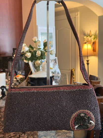 Trending Beaded Bags and Resort Collection - Brown Beaded Embellished Shoulder Bag