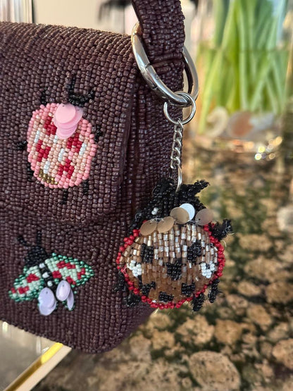 Trending Beaded Bags and Resort Collection - Brown Butterfly Bag with Bag Charm