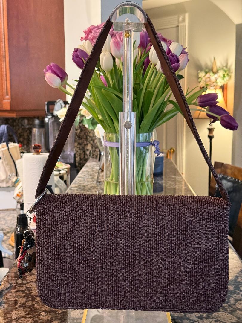 Trending Beaded Bags and Resort Collection - Brown Butterfly Bag with Bag Charm