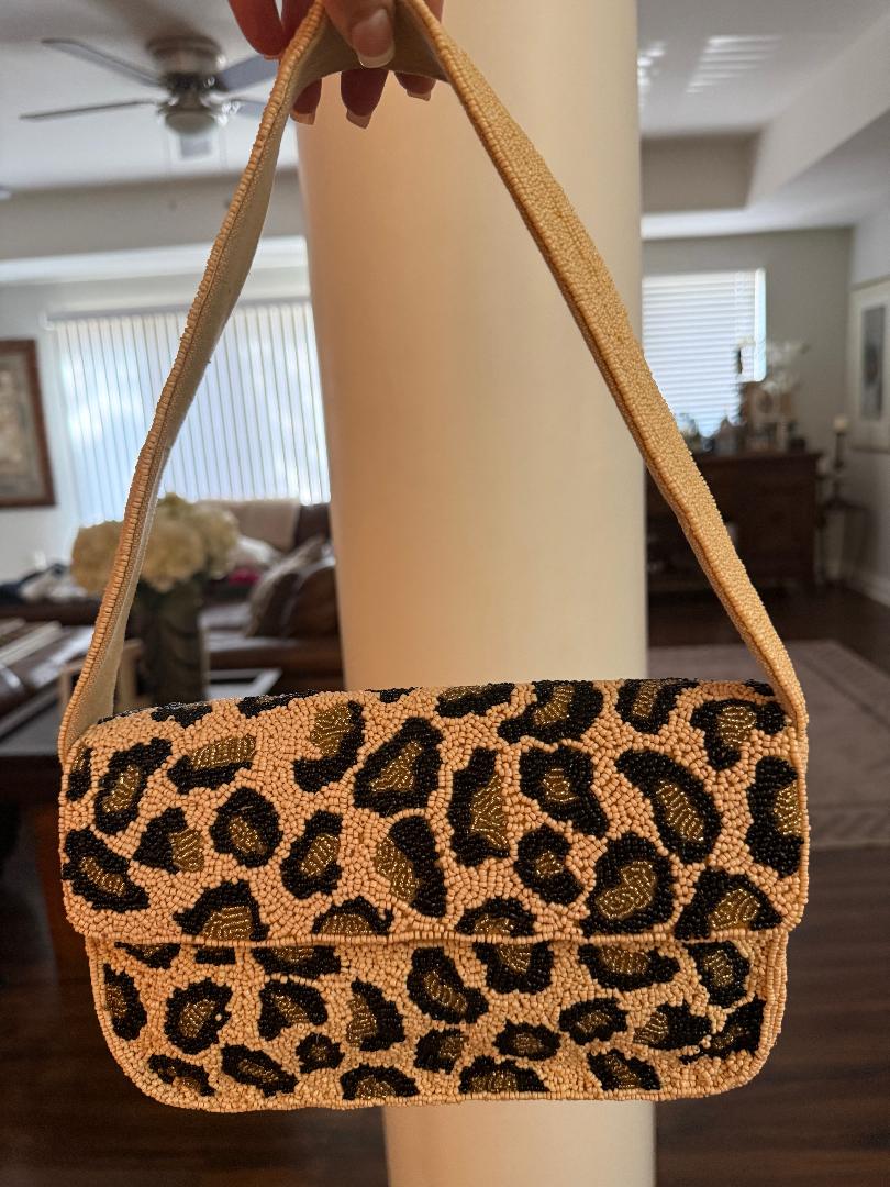 Trending Beaded Bags and Resort Collection - America & Beyond Leopard Beaded Shoulder Bag