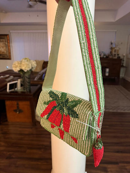 Trending Beaded Bags and Resort Collection - Chili Peppers Beaded Shoulder Bag