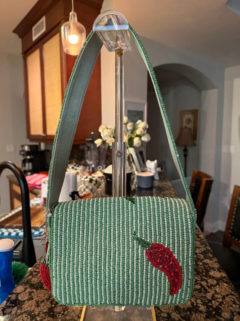 Trending Beaded Bags - Chili Pepper Red and Green Striped