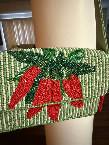 Trending Beaded Bags - Chili Pepper Red and Green Striped