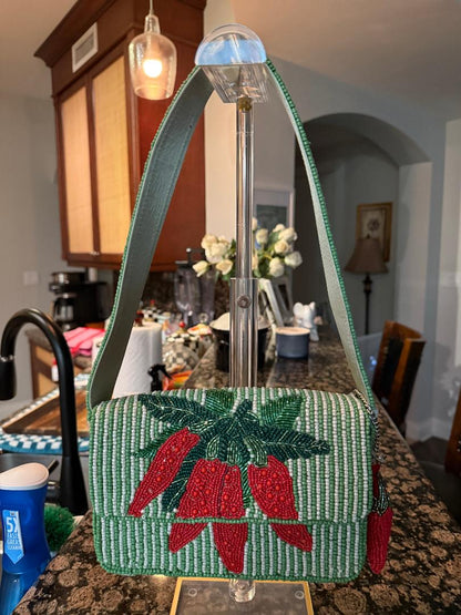 Trending Beaded Bags - Chili Pepper Red and Green Striped