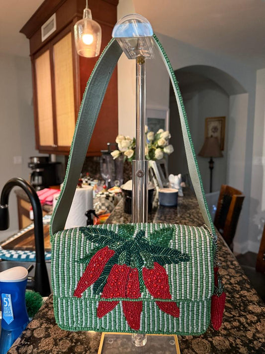 Trending Beaded Bags - Chili Pepper Red and Green Striped