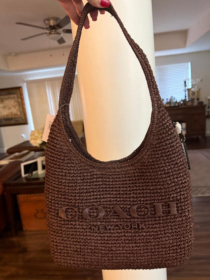 Trending Beaded Bags and Resort Collection - COACH Brown Raffia Shoulder Bag
