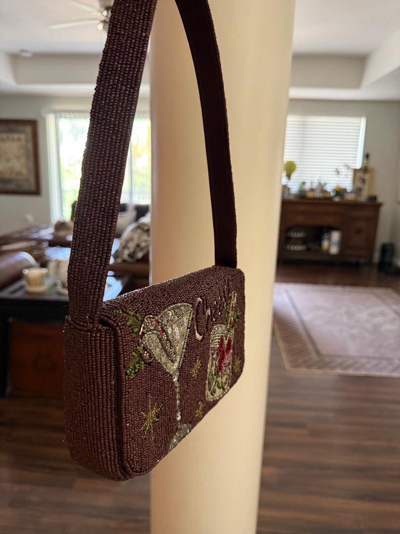 Trending Beaded Bags and Resort Collection - Holiday Martini Cocktail Beaded Shoulder Bag