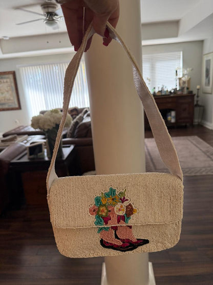 Trending Beaded Bags and Resort Collection - Cowboy Boots Beaded Shoulder Bag
