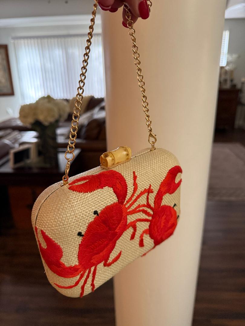 Trending Beaded Bags and Resort Collection - Tommy Bahama Crab Wicker Clutch Crossbody
