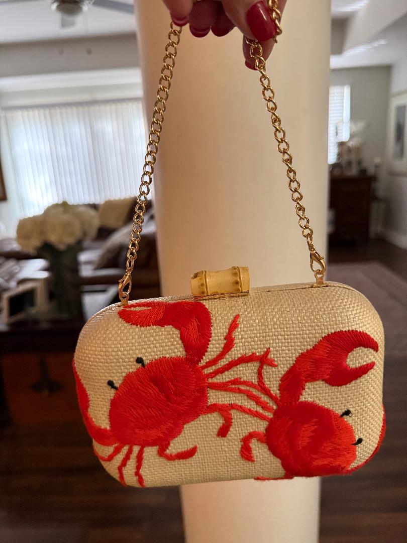 Trending Beaded Bags and Resort Collection - Tommy Bahama Crab Wicker Clutch Crossbody