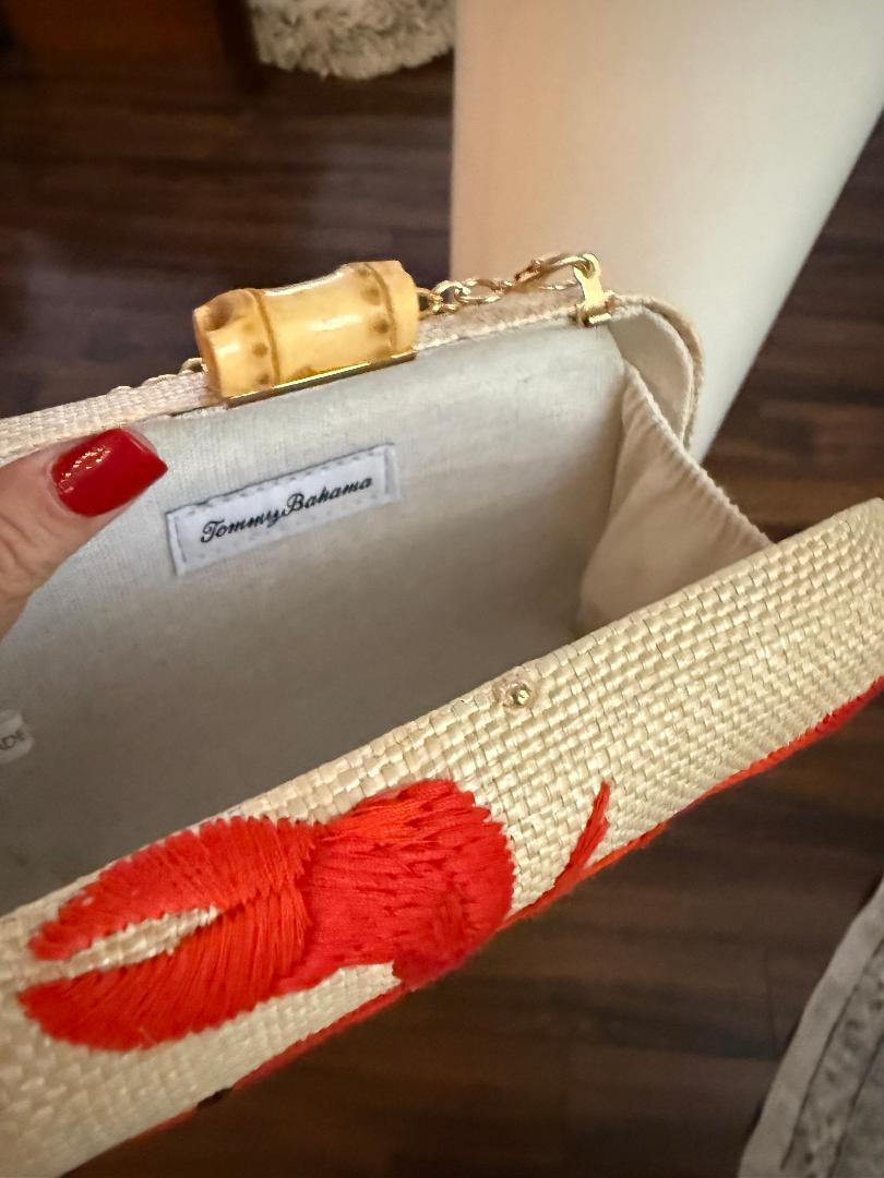 Trending Beaded Bags and Resort Collection - Tommy Bahama Crab Wicker Clutch Crossbody