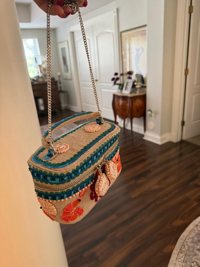 Trending Beaded Bags and Resort Collection - Kaki Crab Beaded Vanity