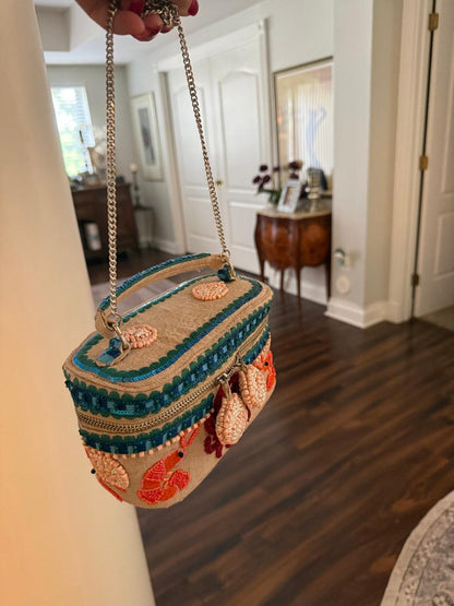 Trending Beaded Bags and Resort Collection - Kaki Crab Beaded Vanity
