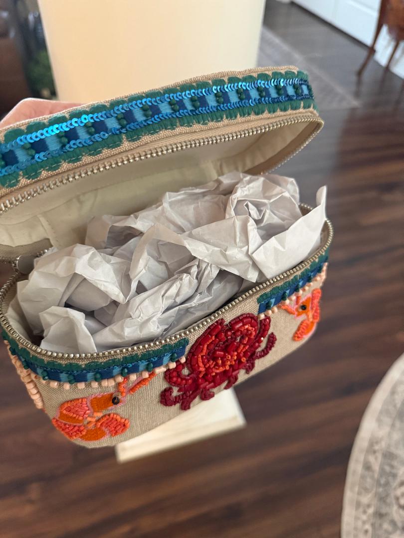 Trending Beaded Bags and Resort Collection - Kaki Crab Beaded Vanity