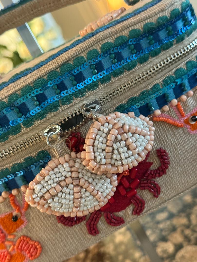 Trending Beaded Bags and Resort Collection - Kaki Crab Beaded Vanity