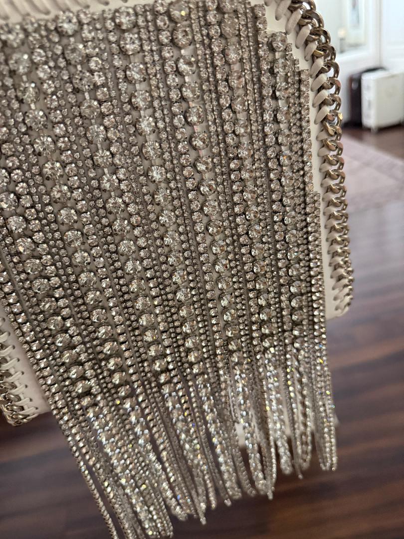 Trending Beaded Bags and Resort Collection - Crystal Embellished Leather Chain Tote