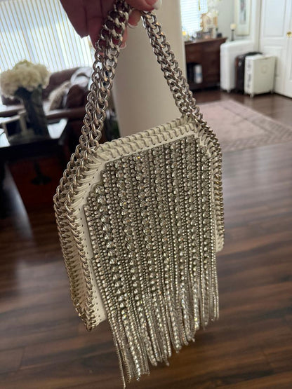 Trending Beaded Bags and Resort Collection - Crystal Embellished Leather Chain Tote