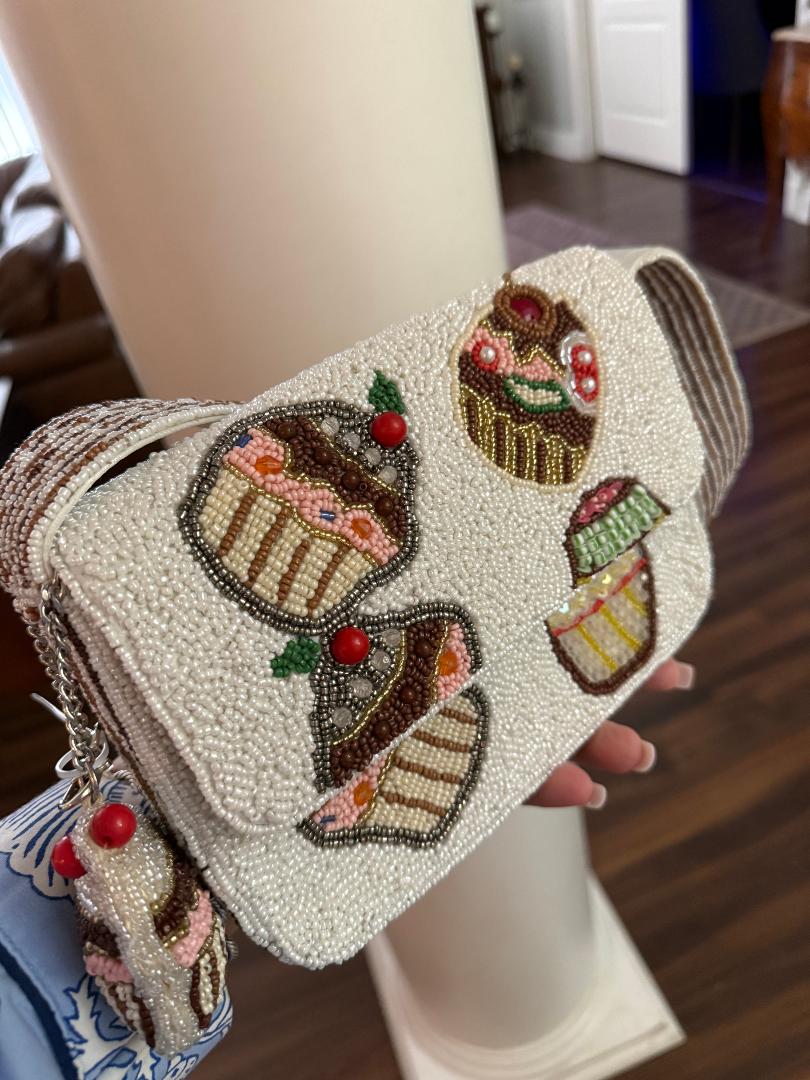 Trending Beaded Bags and Resort Collection - Cupcake with Matching Cupcake Bag Charm