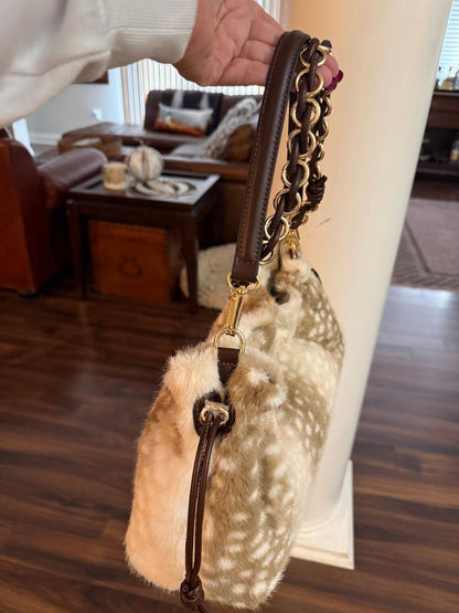 Trending Beaded Bags and Resort Collection - BCBG Faux Fur Deer Print Shoulder Bag