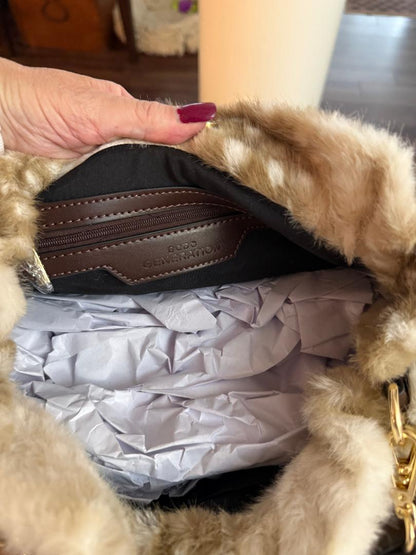 Trending Beaded Bags and Resort Collection - BCBG Faux Fur Deer Print Shoulder Bag