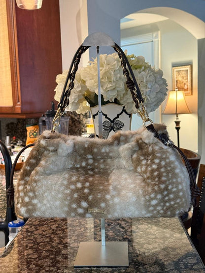 Trending Beaded Bags and Resort Collection - BCBG Faux Fur Deer Print Shoulder Bag