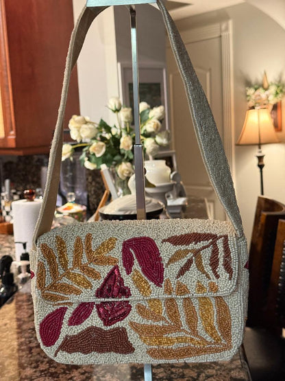 Trending Beaded Bags and Resort Collection - Sol Mer Fall Leaves Shoulder Bag