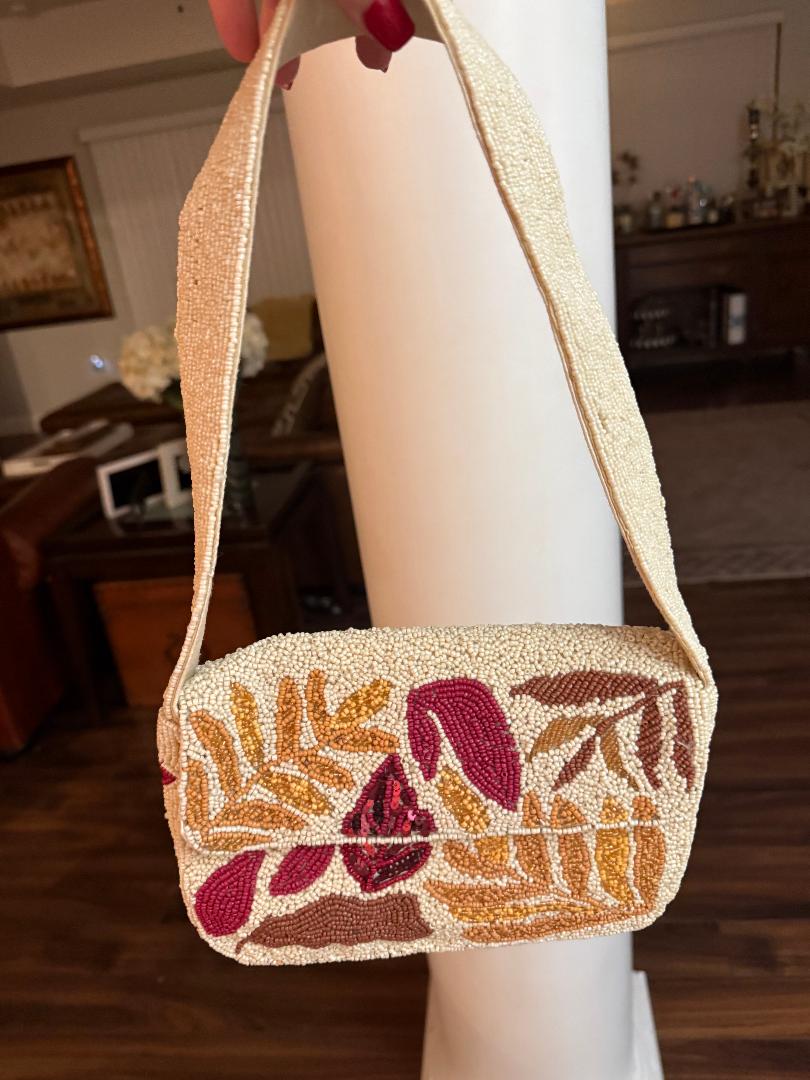 Trending Beaded Bags and Resort Collection - Sol Mer Fall Leaves Shoulder Bag