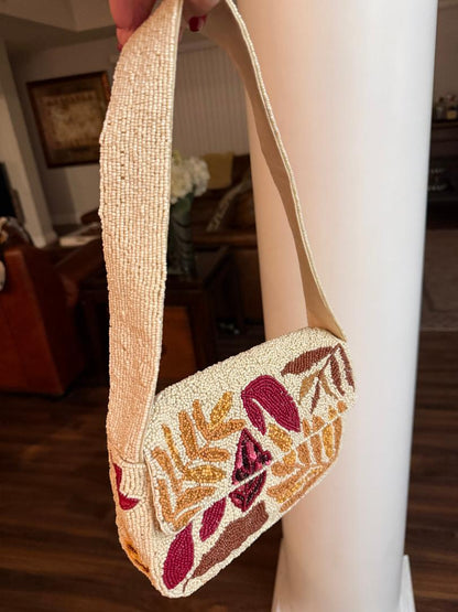 Trending Beaded Bags and Resort Collection - Sol Mer Fall Leaves Shoulder Bag
