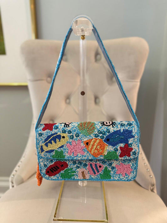 Trending Beaded Bags and Resort Collection - Colorful Fish with Starfish Bag Charm