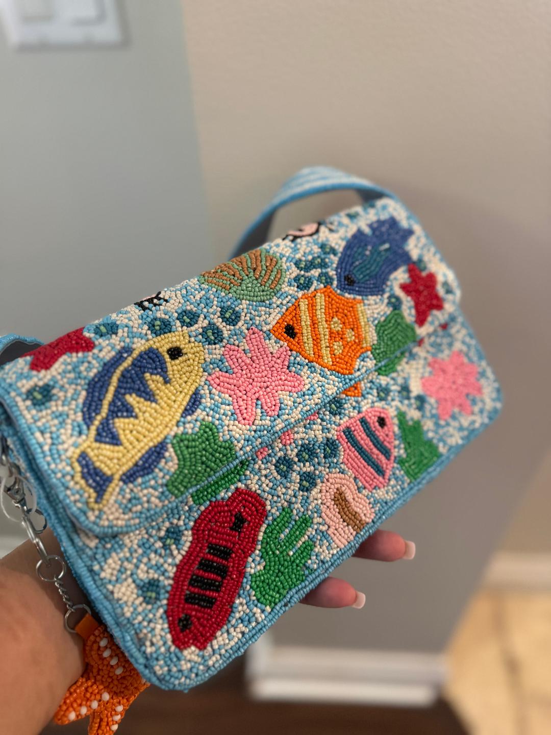 Trending Beaded Bags and Resort Collection - Colorful Fish with Starfish Bag Charm