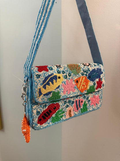Trending Beaded Bags and Resort Collection - Colorful Fish with Starfish Bag Charm