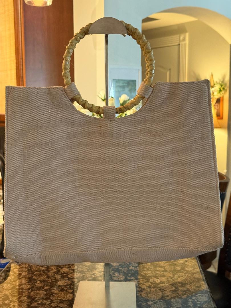 Trending Beaded Bags and Resort Collection - America & Beyond Pink Flamingo Beaded Tote with Bamboo Handles