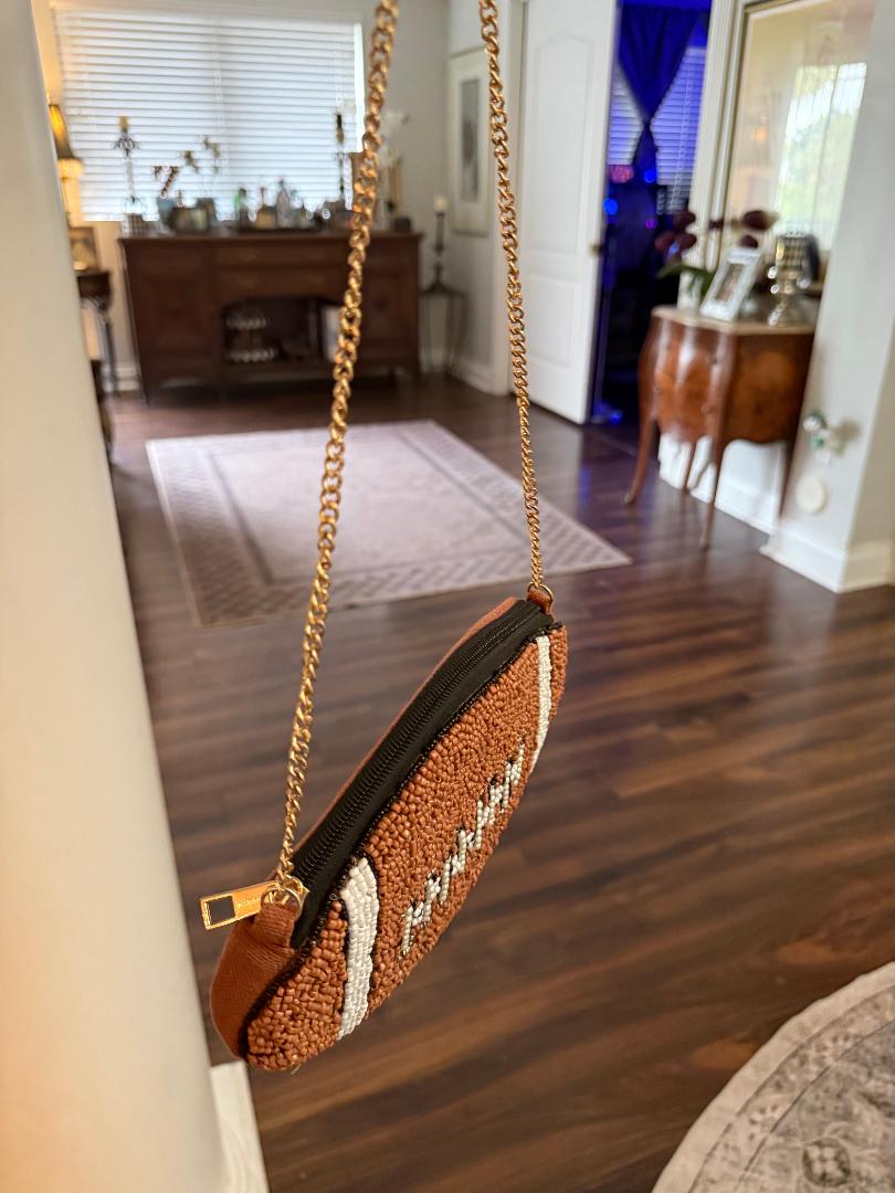 Trending Beaded Bags and Resort Collection - Football Crossbody Beaded Bag