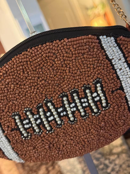 Trending Beaded Bags and Resort Collection - Football Crossbody Beaded Bag