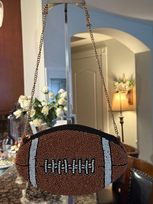 Trending Beaded Bags and Resort Collection - Football Crossbody Beaded Bag