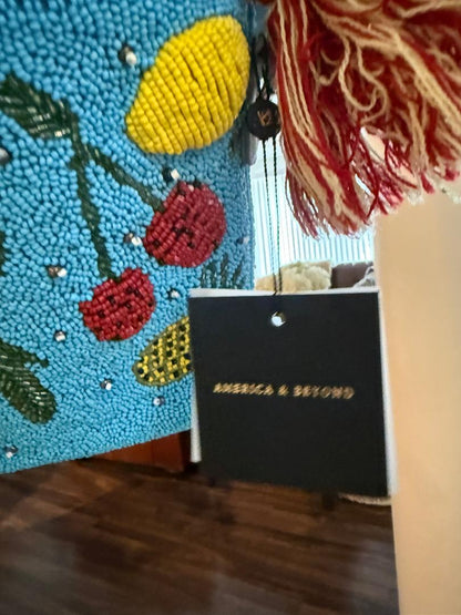 Trending Beaded Bags and Resort Collection - America & Beyond Lush Fruit Beaded Bucket Bag with Tassels