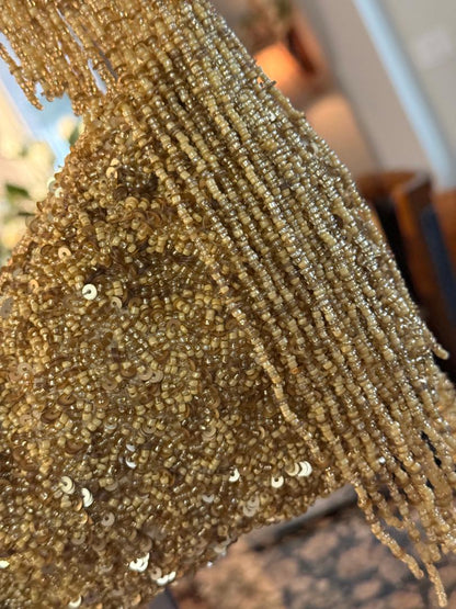 Trending Beaded Bags and Resort Collection - Gold Fringe Beaded Shoulder Bag