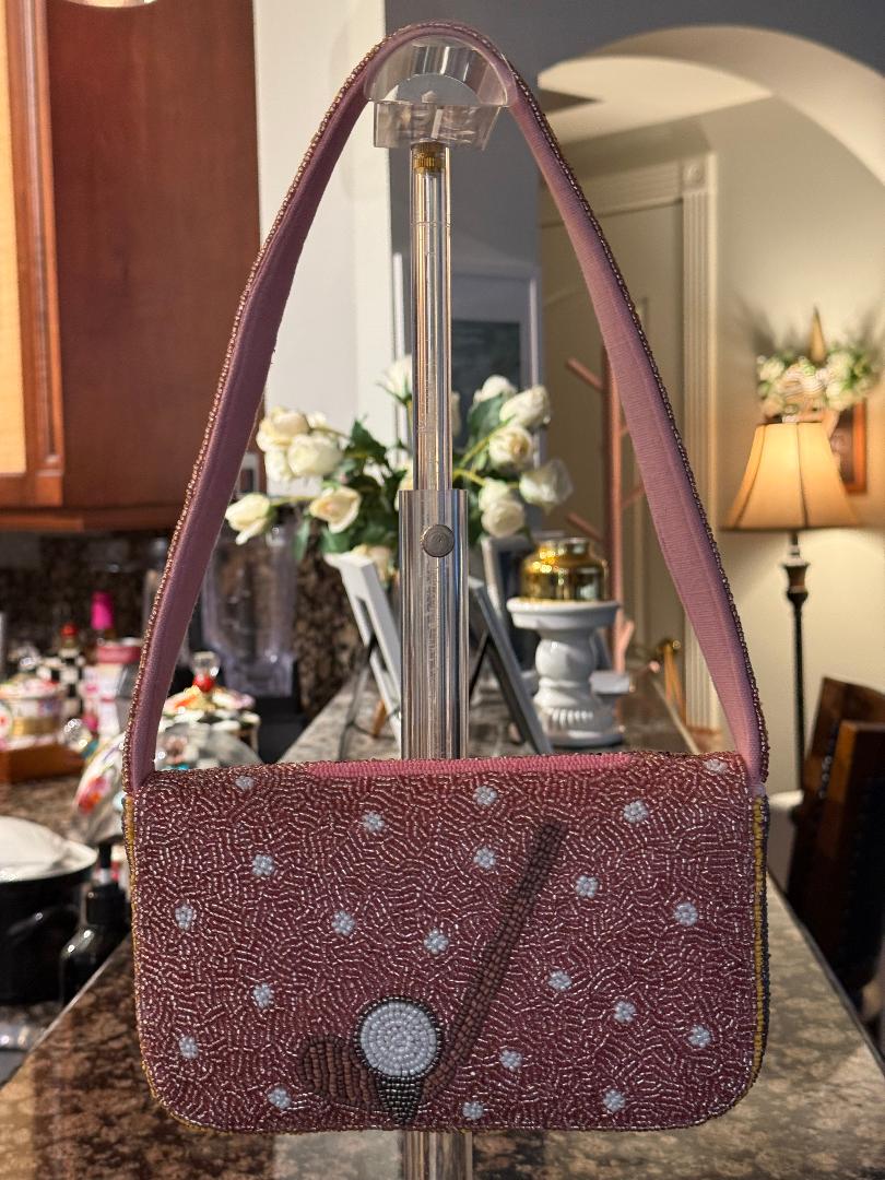 Trending Beaded Bags and Resort Collection - America & Beyond Tee Trolley Pink Golf Cart Shoulder Bag
