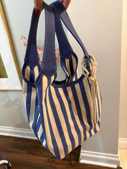 Trending Beaded Bags and Resort Collection - House of Harlow Blue White Stripe Tote