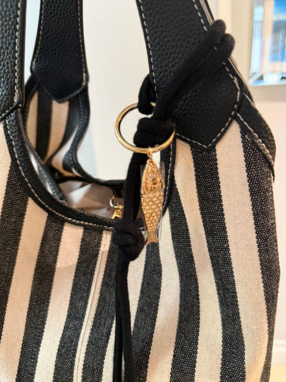 Trending Beaded Bags and Resort Collection - House of Harlow Black White Stripe Tote